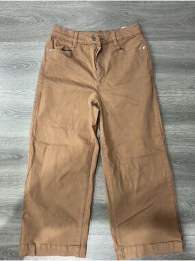 Wide Leg Cotton Pants in Camel